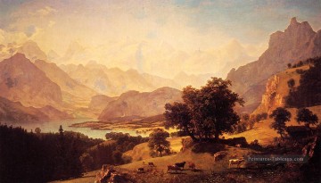 Alpes bernoises vues près de Kusmach Albert Bierstadt Peinture à l'huile